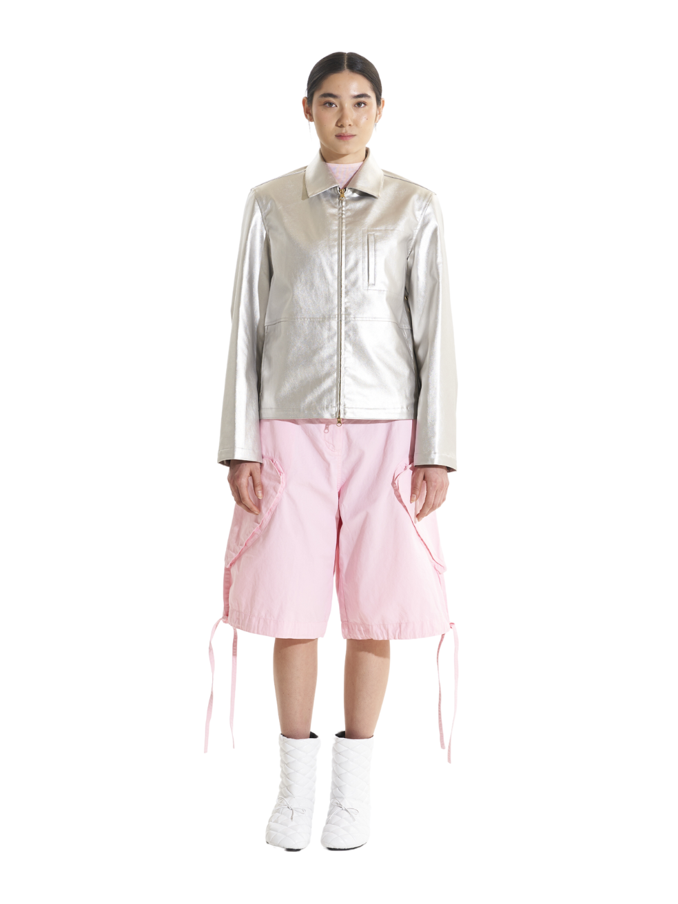 Ryan Silver Vegan Leather Zero Waste Zip Up Outerwear